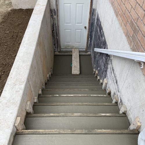 Broom finish walk out steps formed