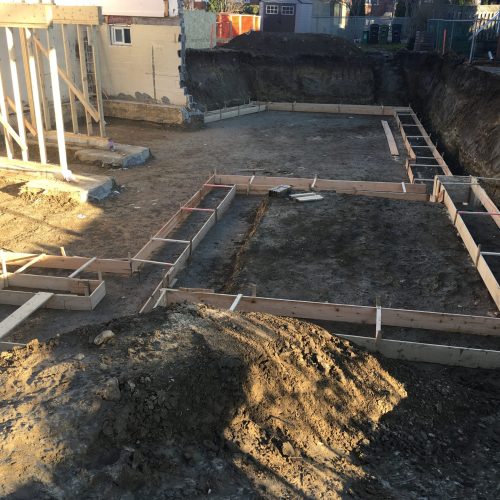 Site excavation and footing form