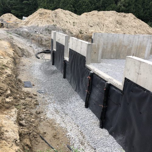 Wrapped, clean foundation walls